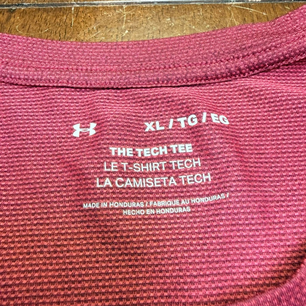 Under Armour Tech Tee Mens XL Maroon Short Sleeve Raglan Performance Shirt - Picture 3 of 7